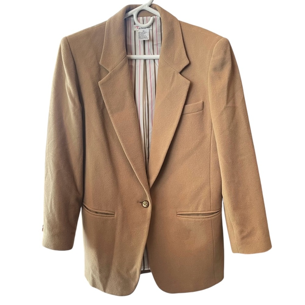 Vintage Talbots Women’s Blazer Jacket Coat Cashmere Wool Medium Tan Camel Brown